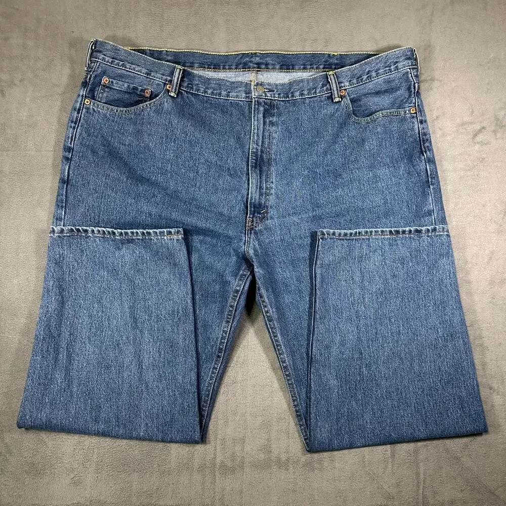 Levi's 550 Straight Jeans Mens 50x30 Blue Denim High-Rise Relaxed Fit Zip Fly